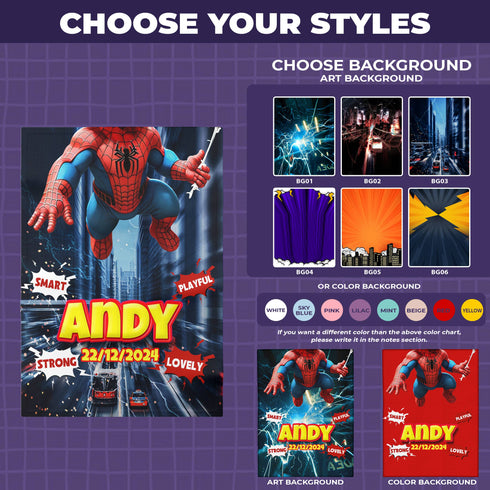 Personalized Spider Hero Baby Blanket – Custom Name & Birthdate – Superhero Baby Gift for Boys
